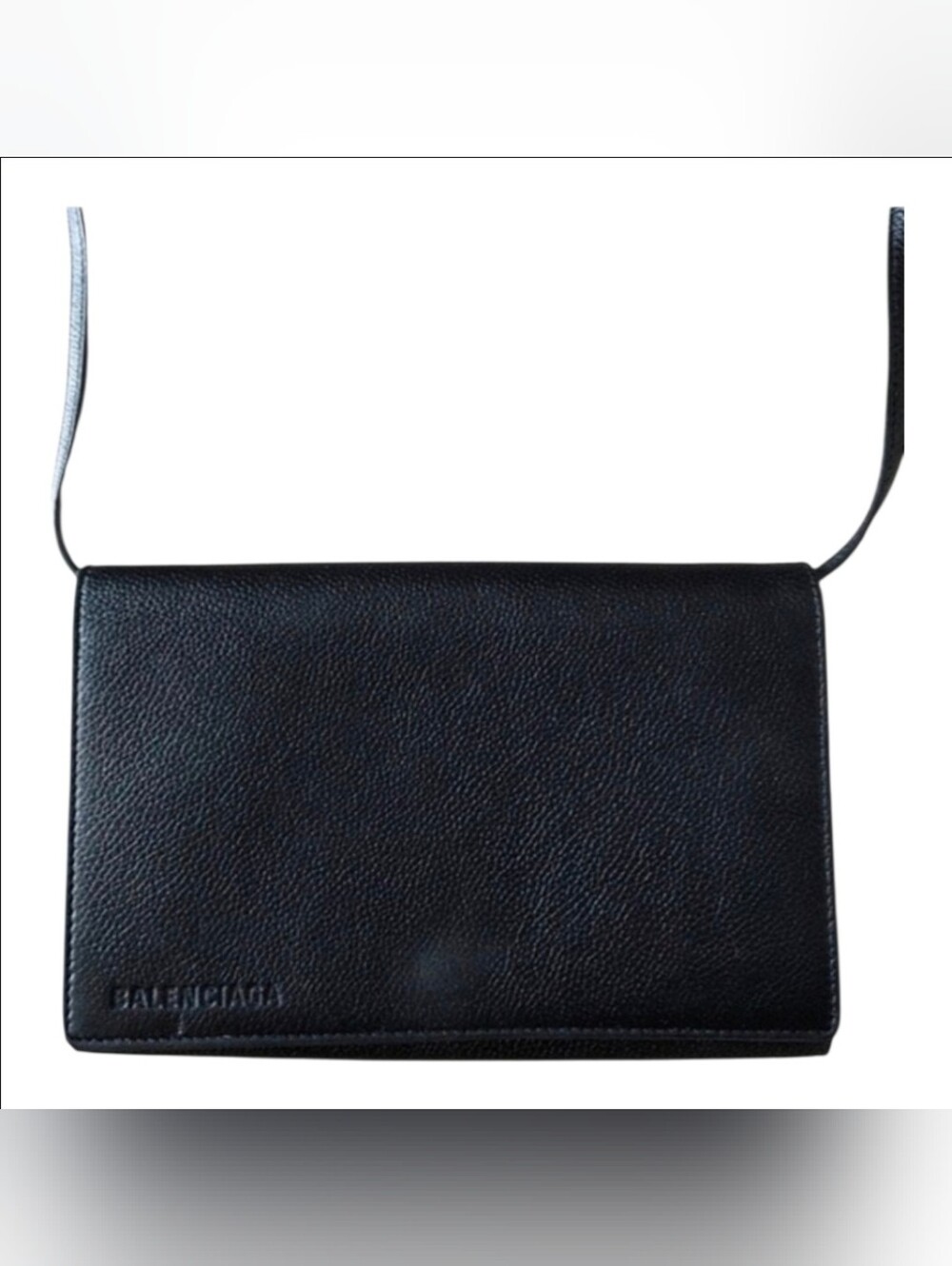 Balenciaga Cash Leather Wallet On Strap Crossbody Bag Black AUTHENTIC